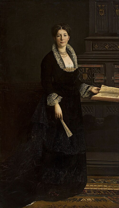 Portrait d'une dame en costume médiéval., 1879, Tadeusz Ajdukiewicz
