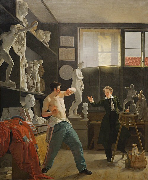 Un sculpteur dans son Atelier Travaillant de la Vie, 1827, Wilhelm Ferdinand Bendz