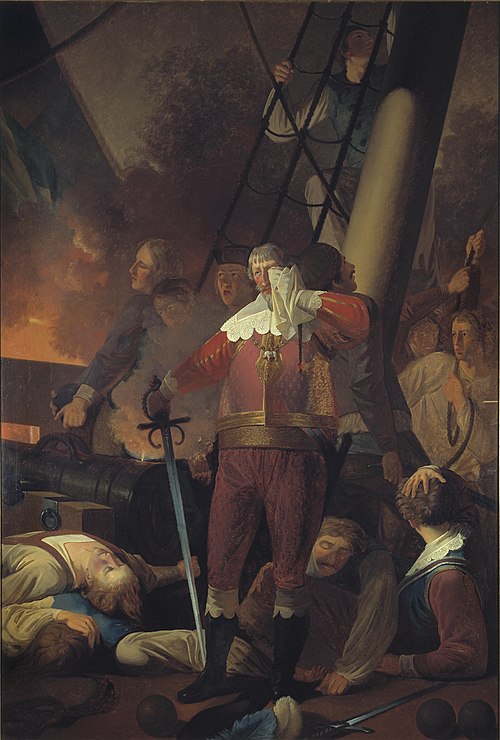 Christian IV på "Trefoldigheden" i slaget på Koldberger Heide 1644, 1828, Wilhelm Ferdinand Bendz