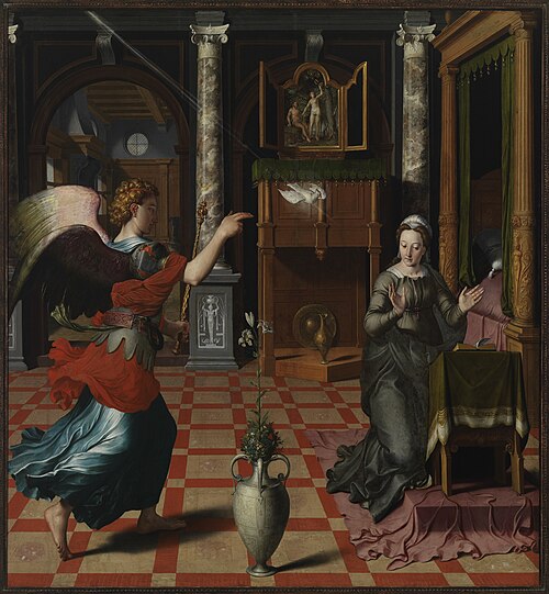 The Annunciation (backside: The Presentation), 1552, Pieter Pourbus