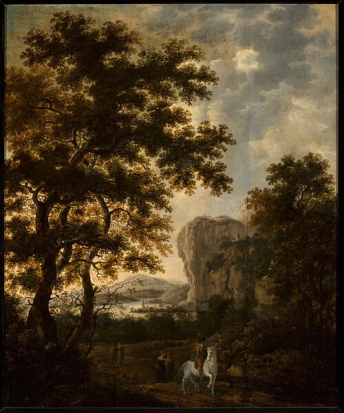 Rocky landscape with a horseman, , Jan Both