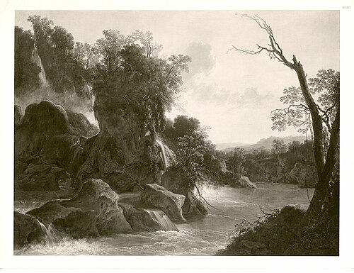 Flusslandschaft mit Felsen und Wasserfall (Schloss Tivoli), 1625, Jan Both