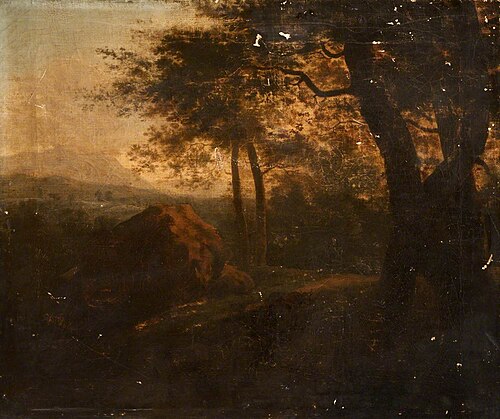 An Italian Landscape with Peasants Driving Cattle at Evening, , Jan Both