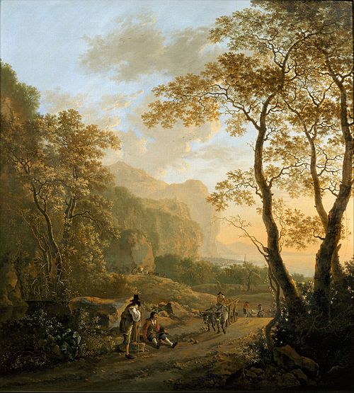 Paysage avec voyageurs au repos et char à bœufs, 1645, Jan Both
