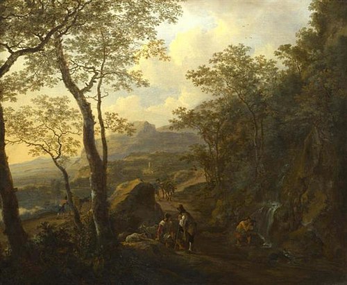 A Rocky Italian Landscape with Herdsmen and Muleteers, 1645, Jan Both