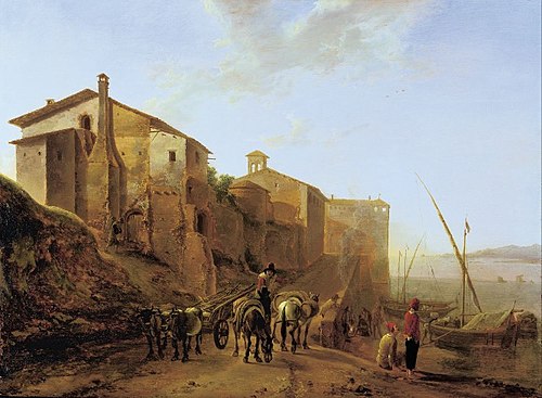 View of the Ripa Grande in Rome, 1643, Jan Both