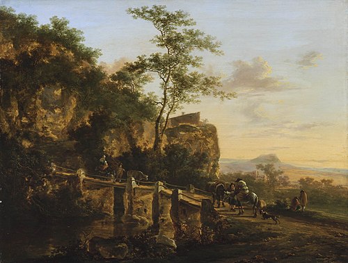 Mountain landscape with a bridge, 1642, Jan Both