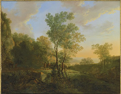 An Italianate wooded landscape with travellers, 1650, Jan Both