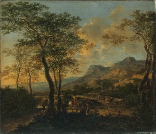 An Italian Landscape with Travellers and Cattle, 1645, Jan Both
