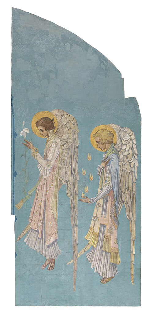 Two Winged Angels in Profile, 1924, Harry Clarke