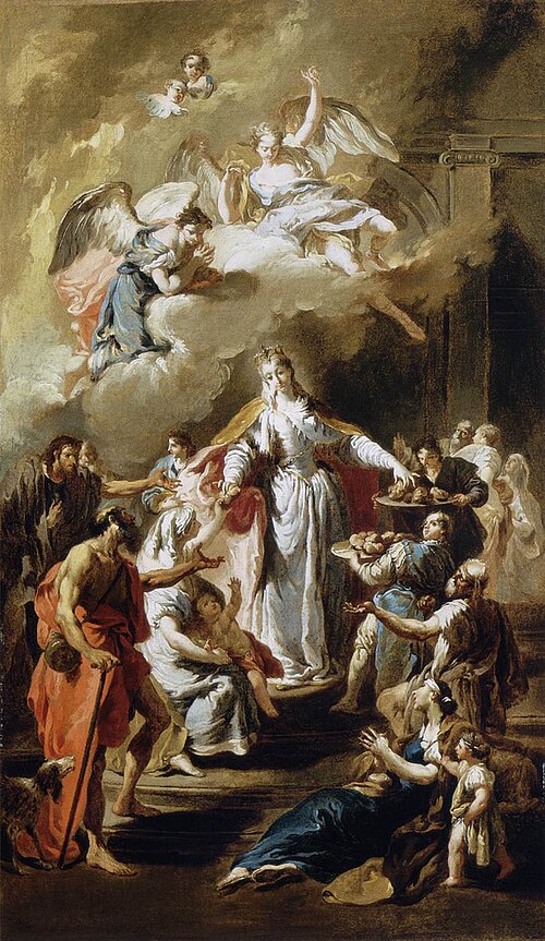 Sainte Elisabeth de Hongrie qui distribue l'aumône, 1734, Giovanni Battista Pittoni