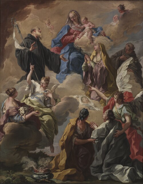 Saints Presenting a Devout Woman to the Virgin and Child, 1725, Giovanni Battista Pittoni