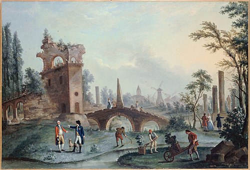 Vue des jardins de Monceau, 1778, Louis Carrogis Carmontelle