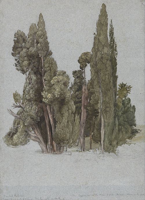 The Cypresses at the Villa d'Este, Tivoli, 1838, Samuel Palmer