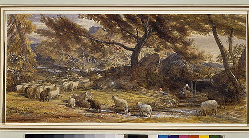 Sheep Crossing A Stream, 1852, Samuel Palmer