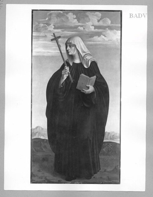 Sainte Claire (panneau supérieur du polyptyque «Crespi»), 1500, Marco d'Oggiono