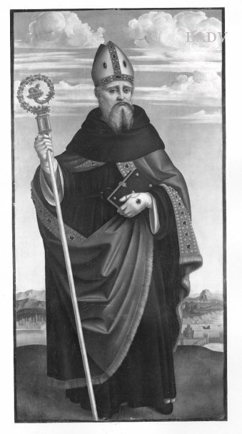 Saint Augustin (panneau supérieur du polyptyque "Crespi"), 1500, Marco d'Oggiono