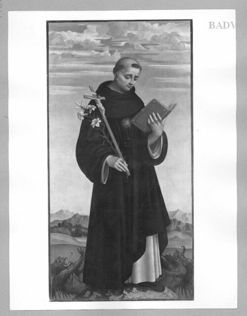 Saint Antoine (panneau supérieur du polyptyque « Crespi »), 1500, Marco d'Oggiono