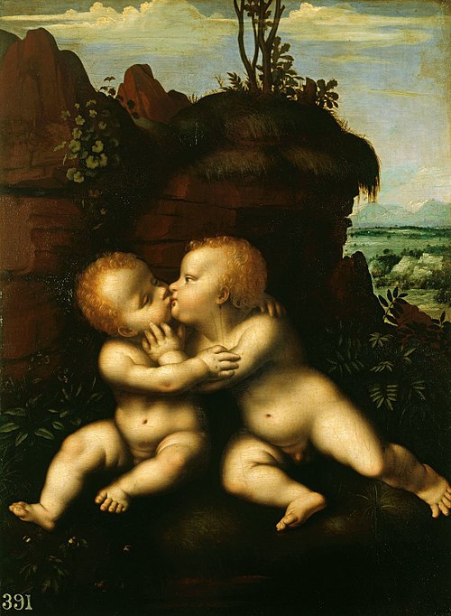 The Infant Christ and Saint John Embracing, 1500, Marco d'Oggiono