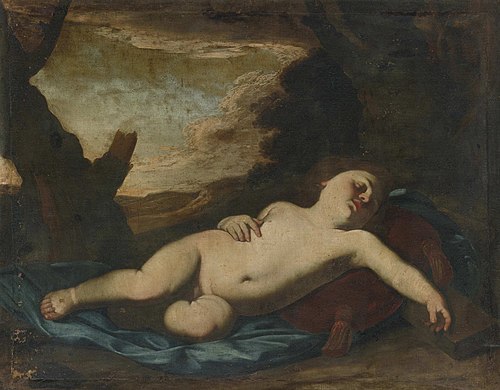 Sleeping Christ Child in a Landscape, 1635, Massimo Stanzione