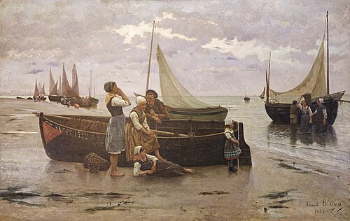 A marée basse ; Cayeux (Somme), 1883, Fernand Blayn