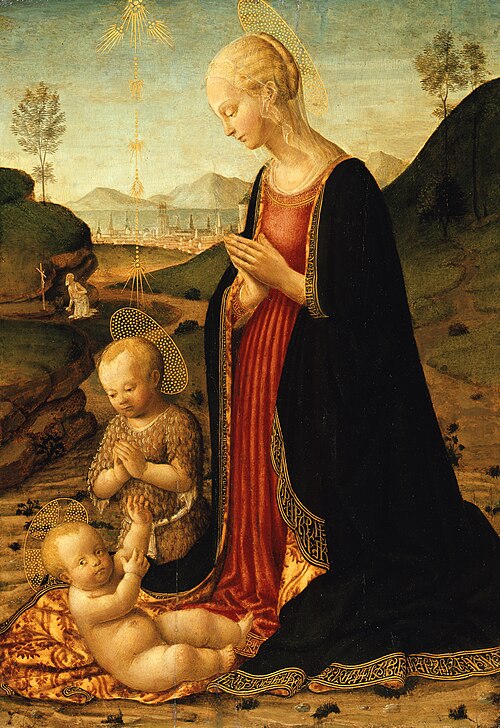 Mary and John Adoring the Child, 1490, Francesco Botticini