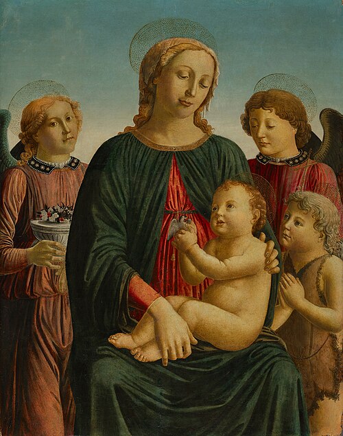 Mary with the Child, the Boy John Adoring the Child, and Two Saints, 1480, Francesco Botticini