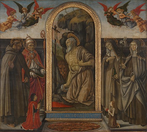Saint Jerome in Penitence with Saints and Donor, 1490, Francesco Botticini