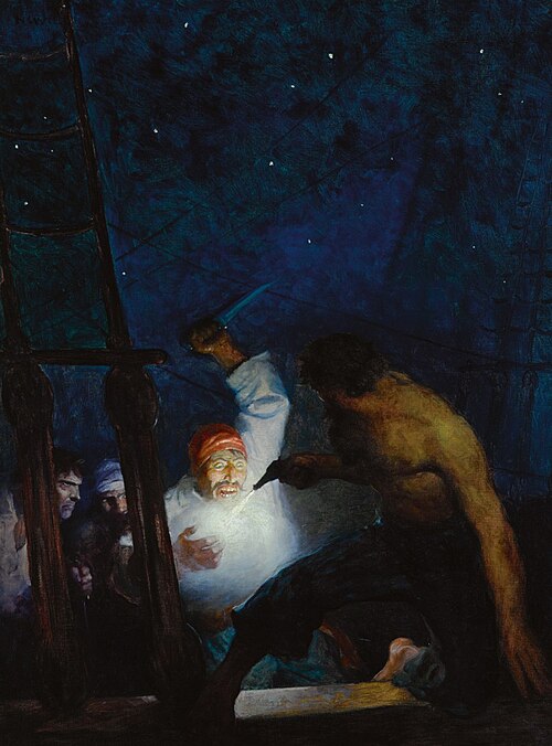 Ayrton's Fight With The Pirates, 1918, Newell Convers Wyeth