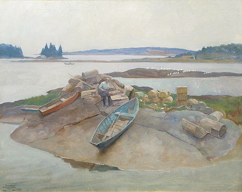 Mending Traps, Martinsville, Maine, 1934, Newell Convers Wyeth
