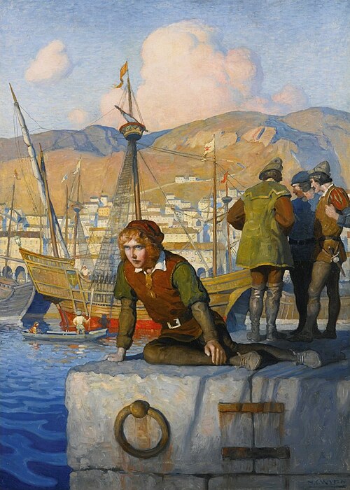 The Boy Columbus on the Wharf at Genoa (The Vision of Columbus), 1917, Newell Convers Wyeth