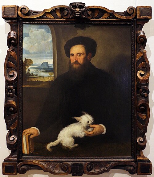 ritratto di gentiluomo con cagnolino, 1530, Le Pordenone