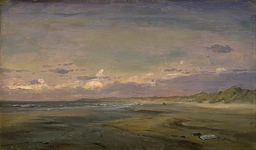 Strandbred med klitter. Cattwijk., 1853, Carl Frederik Sørensen