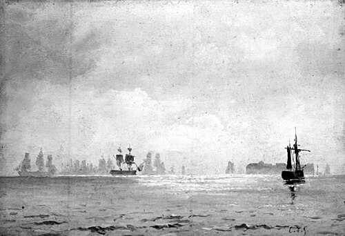 Sailing Ships in Misty Weather, 1856, Carl Frederik Sørensen