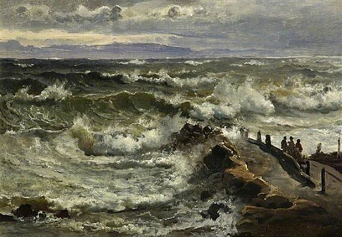 Mer agitée près d’une jetée, 1849, Carl Frederik Sørensen