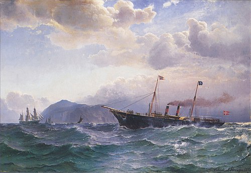 The Steamship Christiania at Kullen., 1875, Carl Frederik Sørensen