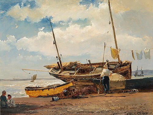 Bateaux sur la plage, , Carl Frederik Sørensen