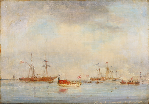 The Danish Royal Family are rowed ashore on October 8, 1846., 1846, Carl Frederik Sørensen