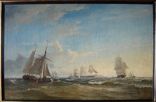 The Danish blockading squadron at the mouth of the Elbe during the summer of 1849., 1849, Carl Frederik Sørensen