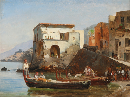 Coastal view from Massa, Italy., 1864, Carl Frederik Sørensen