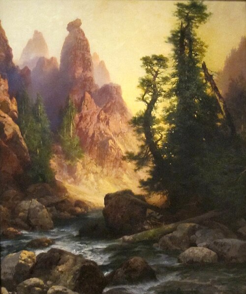 Below the Towers of Tower Falls, Yellowstone, 1909, Thomas Moran