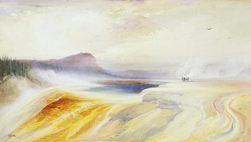 Great Blue Spring of the Lower Geyser Basin, Firehole River, Yellowstone, 1872, Thomas Moran