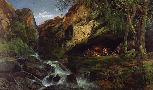 Salvator Rosa Sketching the Banditti, 1860, Thomas Moran