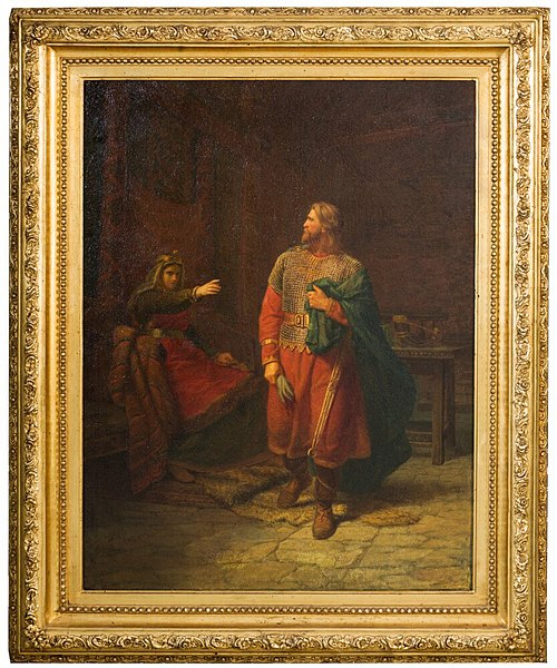 Olav Trygvason and Sigrid Storråda, 1868, Mårten Eskil Winge
