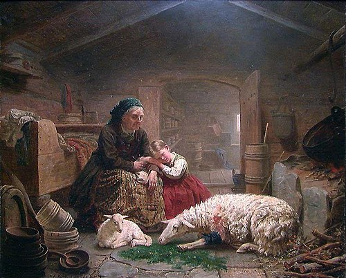 The wounded Lamb, 1865, Knud Bergslien