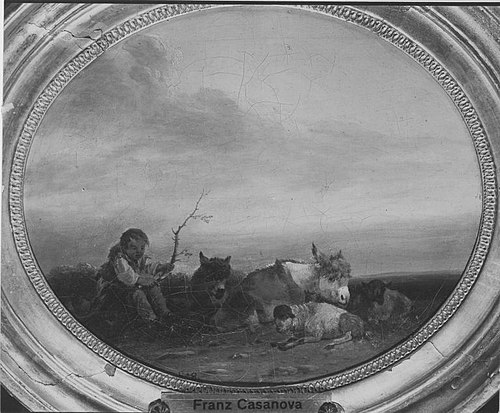 Hirtenknabe mit Herde, , Francesco Casanova