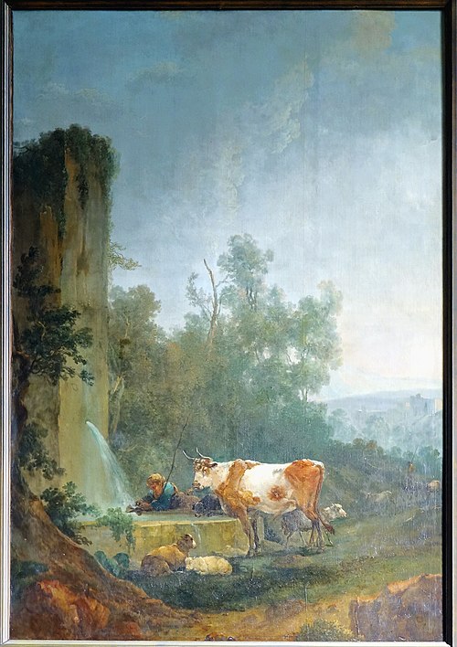 Troupeau près d'une fontaine, 1800, Francesco Casanova