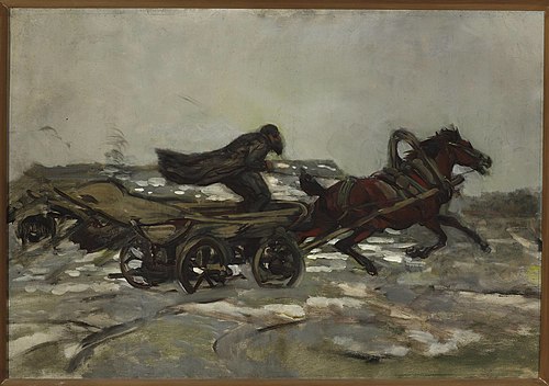 Rushing cart driven by a Jew, 1882, Józef Chełmoński
