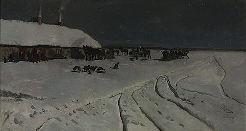 Winter night in Ukraine, 1877, Józef Chełmoński