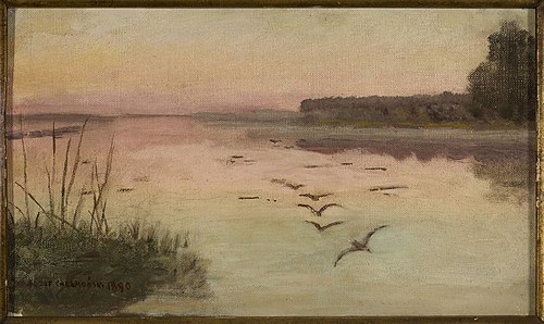 Lake at dusk, 1890, Józef Chełmoński